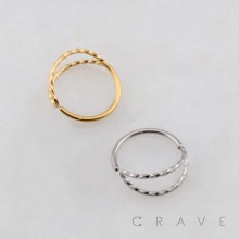 TWISTED ROPE HINGED DOUBLE LINE NOSE HOOP 316L SURGICAL STEEL